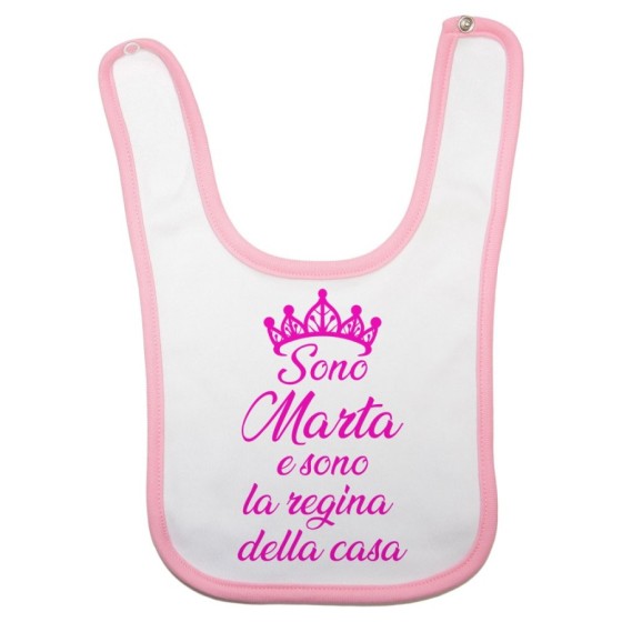 Bavaglino neonato personalizzato con nome sono il re la regina della casa Divertenti