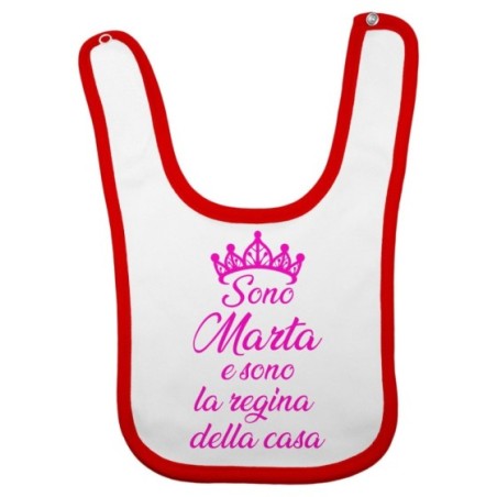 Bavaglino neonato personalizzato con nome sono il re la regina della casa Divertenti