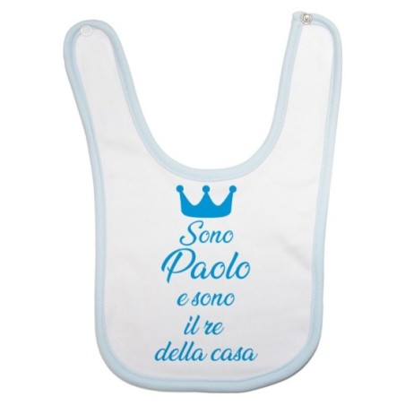 Bavaglino neonato personalizzato con nome sono il re la regina della casa Divertenti
