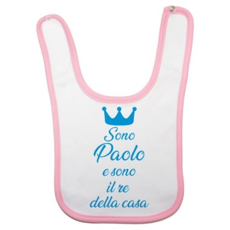 Bavaglino neonato personalizzato con nome sono il re la regina della casa Divertenti