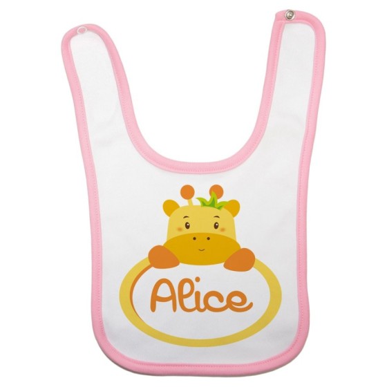 Bavaglino neonata personalizzato con nome giraffa Divertenti