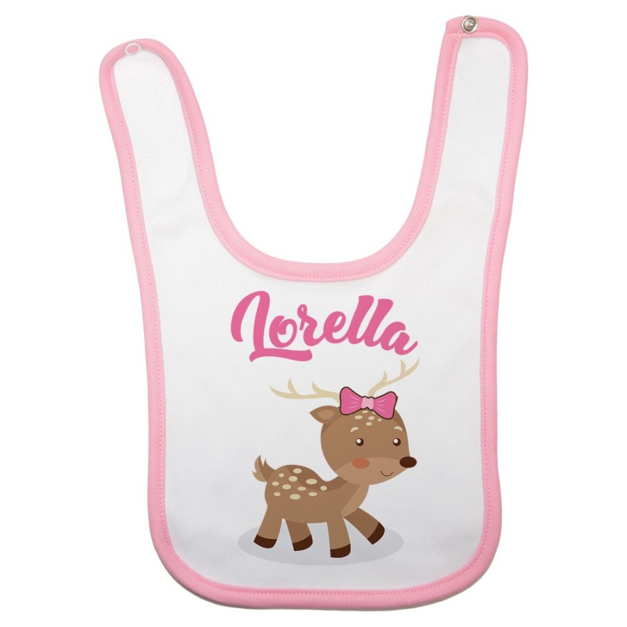 Bavaglino neonato personalizzato con nome baby cerbiatto Divertenti