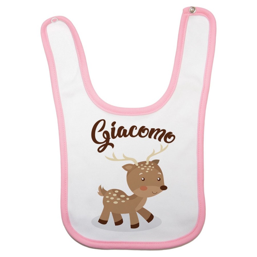 Bavaglino neonato personalizzato con nome baby cerbiatto Divertenti