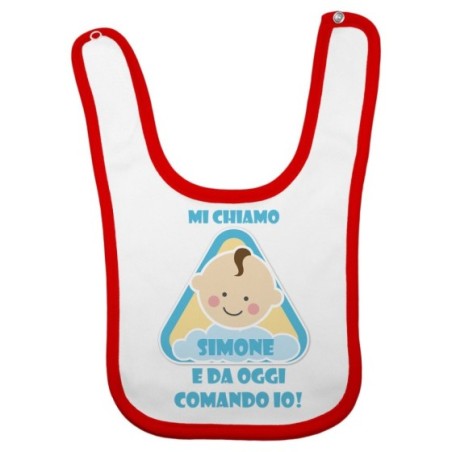 Bavaglino neonato personalizzato con nome eccomi e da oggi comando io Divertenti