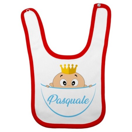Bavaglino neonato personalizzato con nome bimbo bimba con la corona esce dalla tasca Divertenti