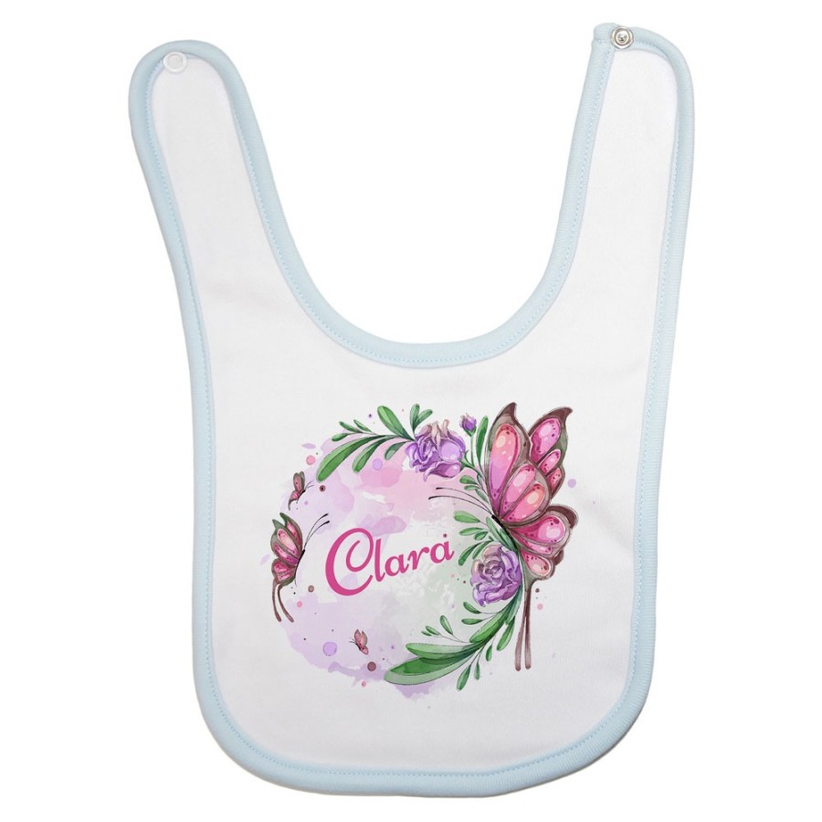 Bavaglino neonata personalizzato con nome farfalla watercolor Divertenti