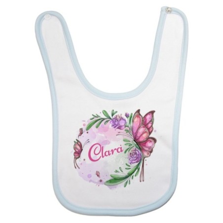 Bavaglino neonata personalizzato con nome farfalla watercolor Divertenti