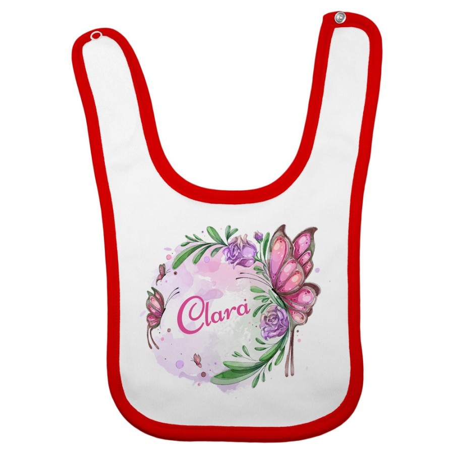 Bavaglino neonata personalizzato con nome farfalla watercolor Divertenti