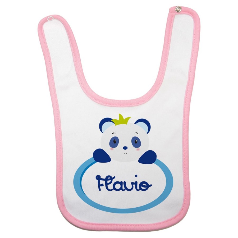 Bavaglino neonato personalizzato con nome panda Divertenti