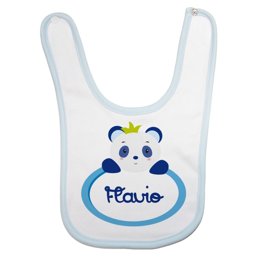 Bavaglino neonato personalizzato con nome panda Divertenti