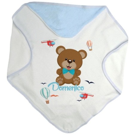 Accappatoio neonato personalizzato con nome orsetto e...