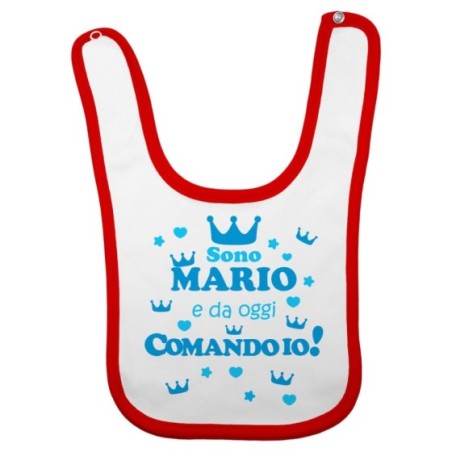Bavaglino neonato personalizzato con nome da oggi comando io con corone Divertenti