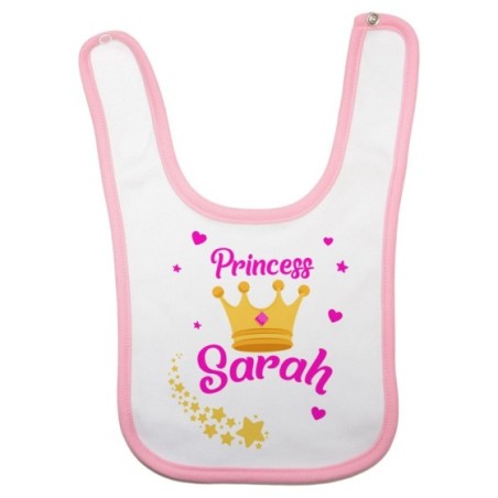 Bavaglino neonato personalizzato con nome prince princess con corona Divertenti