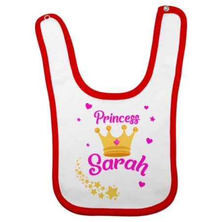 Bavaglino neonato personalizzato con nome prince princess con corona Divertenti