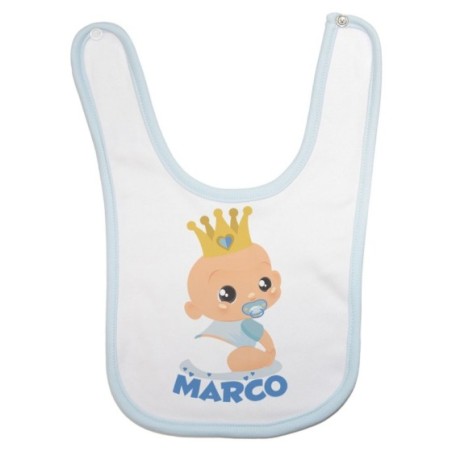 Bavaglino neonato personalizzato con nome bambino bambina con corona Divertenti