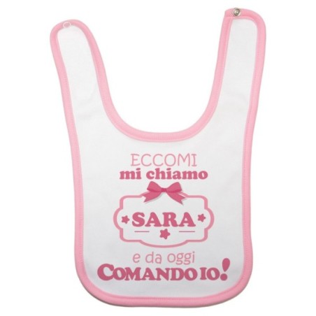 Bavaglino neonato personalizzato con nome da oggi comando io
