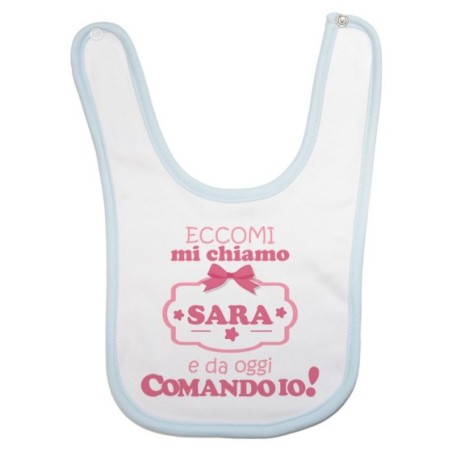 Bavaglino neonato personalizzato con nome da oggi comando io Divertenti