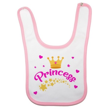 Bavaglino neonato prince princess con corona e stelle