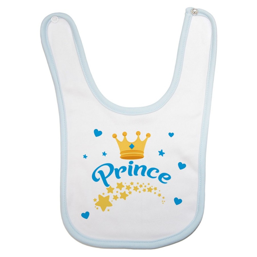 Bavaglino neonato prince princess con corona e stelle Divertenti