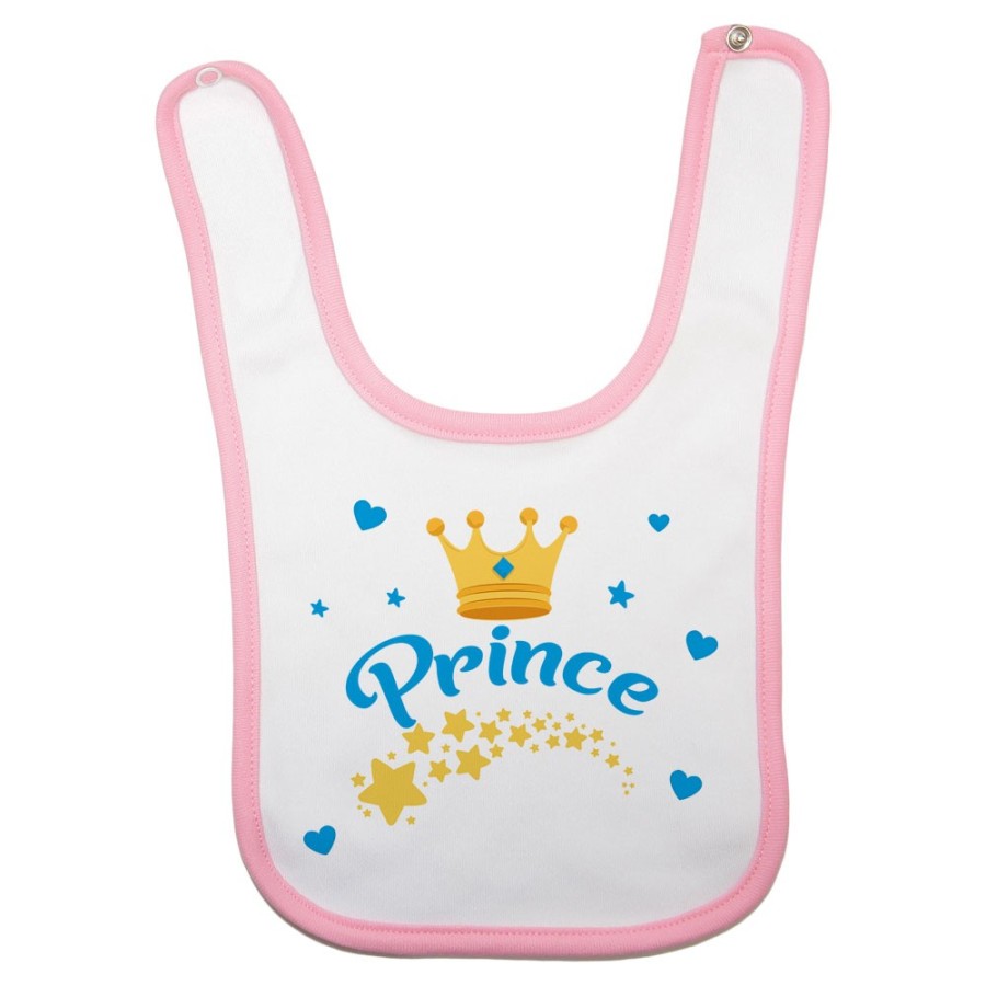 Bavaglino neonato prince princess con corona e stelle Divertenti