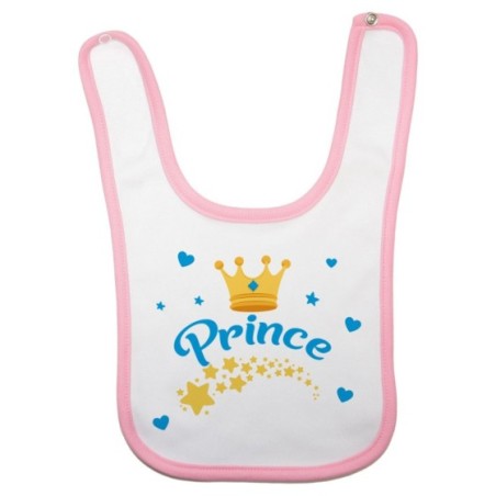 Bavaglino neonato prince princess con corona e stelle Divertenti
