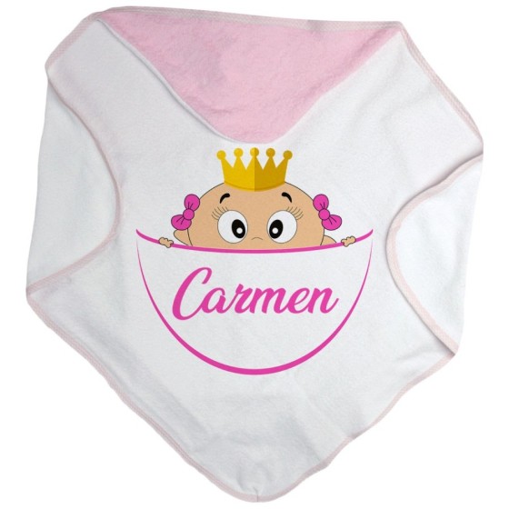 Accappatoio neonato personalizzato con nome bimbo bimba con la corona esce dalla tasca Divertenti