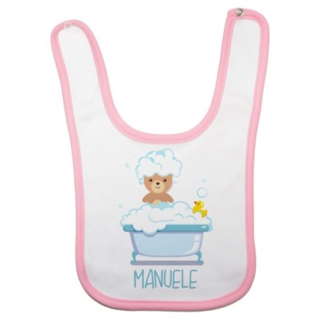 Bavaglino neonato personalizzato con nome baby bear con paperella Divertenti