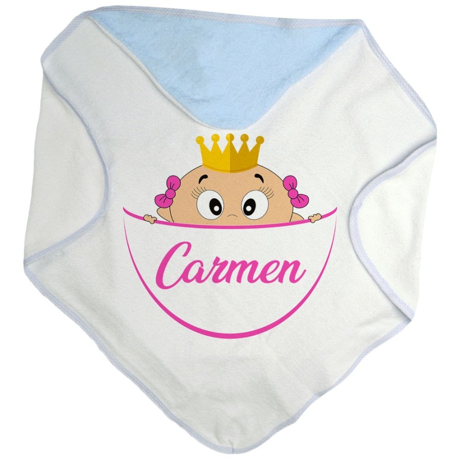 Accappatoio neonato personalizzato con nome bimbo bimba con la corona esce dalla tasca Divertenti
