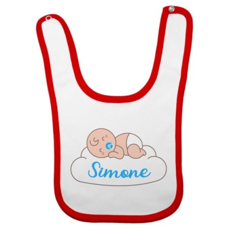 Bavaglino neonato personalizzato con nome bimbo che dorme sulla nuvola Divertenti