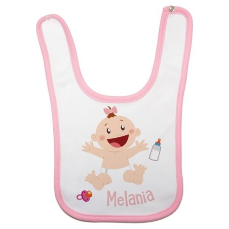 Bavaglino neonato personalizzato con nome bimbo con ciuccio e biberon Divertenti