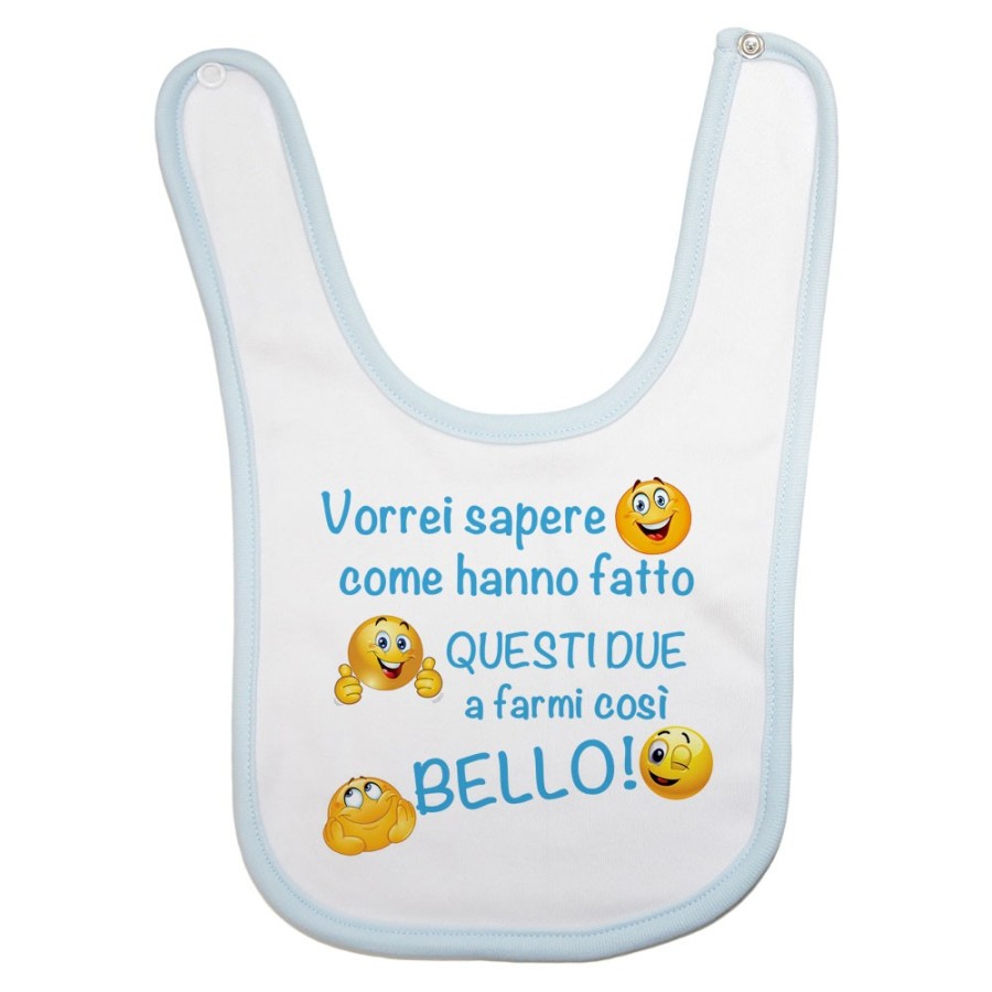 Bavaglino neonato vorrei sapere come hanno fatto questi due a farmi così bello Divertenti