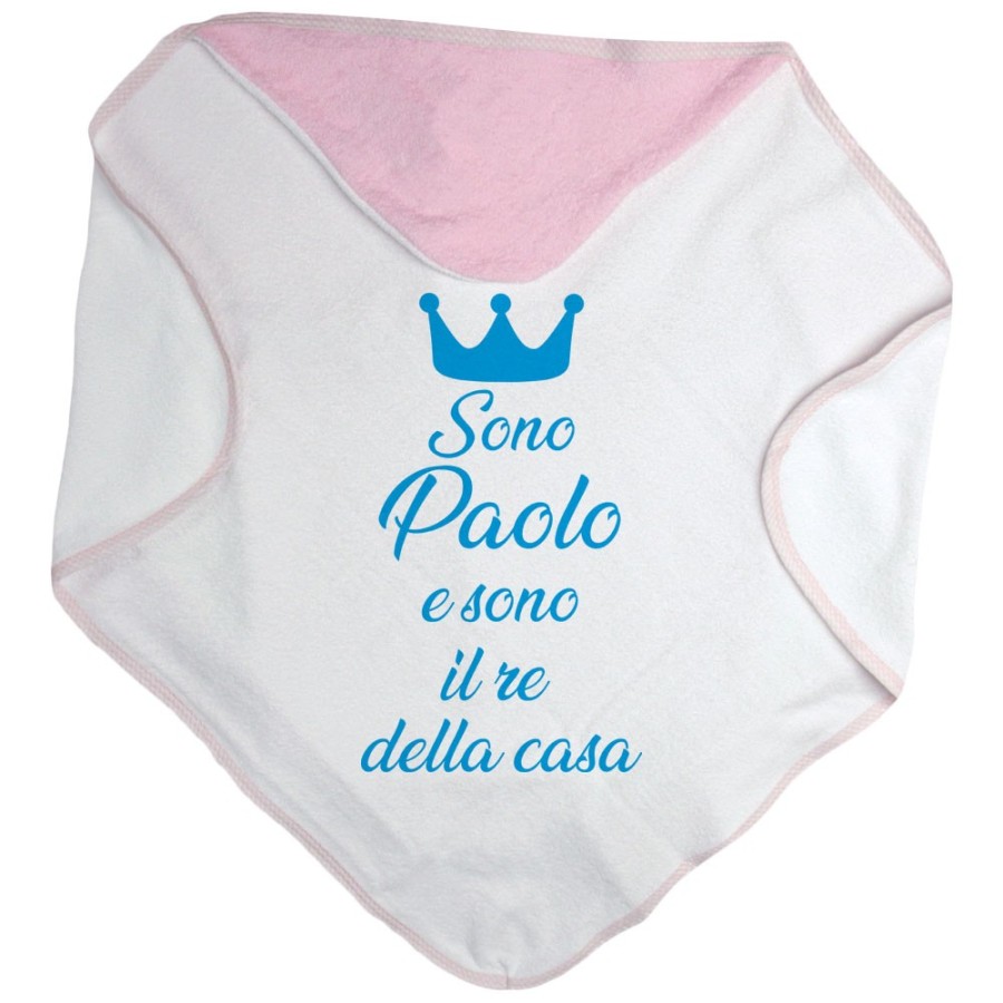Accappatoio neonato personalizzato con nome sono il re la regina della casa Divertenti