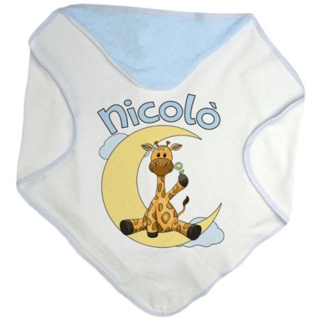 Accappatoio neonato personalizzato con nome giraffa sulla luna Divertenti