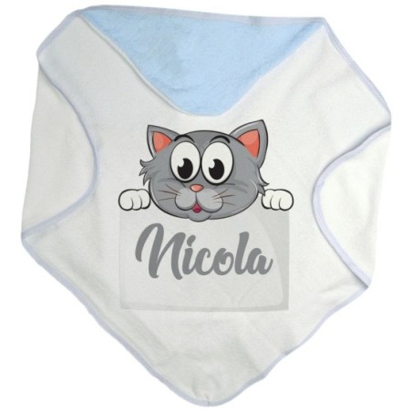 Accappatoio neonato personalizzato con nome baby gattino