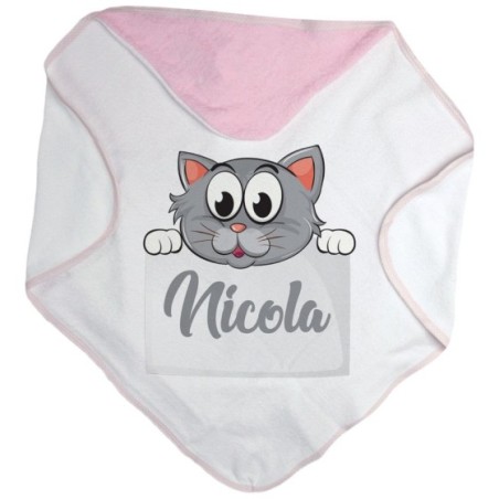 Accappatoio neonato personalizzato con nome baby gattino Divertenti