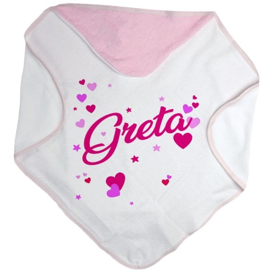Accappatoio neonato personalizzato con nome e tanti cuoricini Divertenti