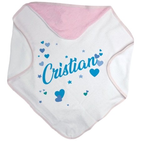 Accappatoio neonato personalizzato con nome e tanti cuoricini Divertenti