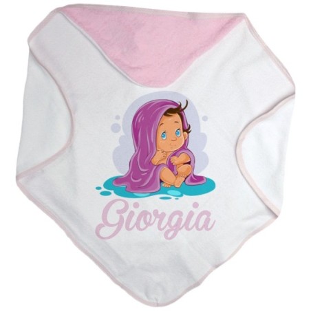 Accappatoio neonata personalizzato con nome bimba con...