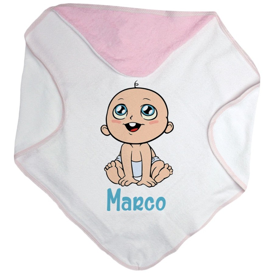 Accappatoio neonato personalizzato con nome bimbo con dentino Divertenti