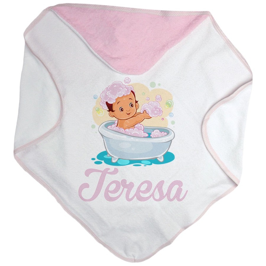Accappatoio neonata personalizzato con nome bimba nella vasca Divertenti