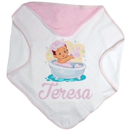 Accappatoio neonata personalizzato con nome bimba nella...