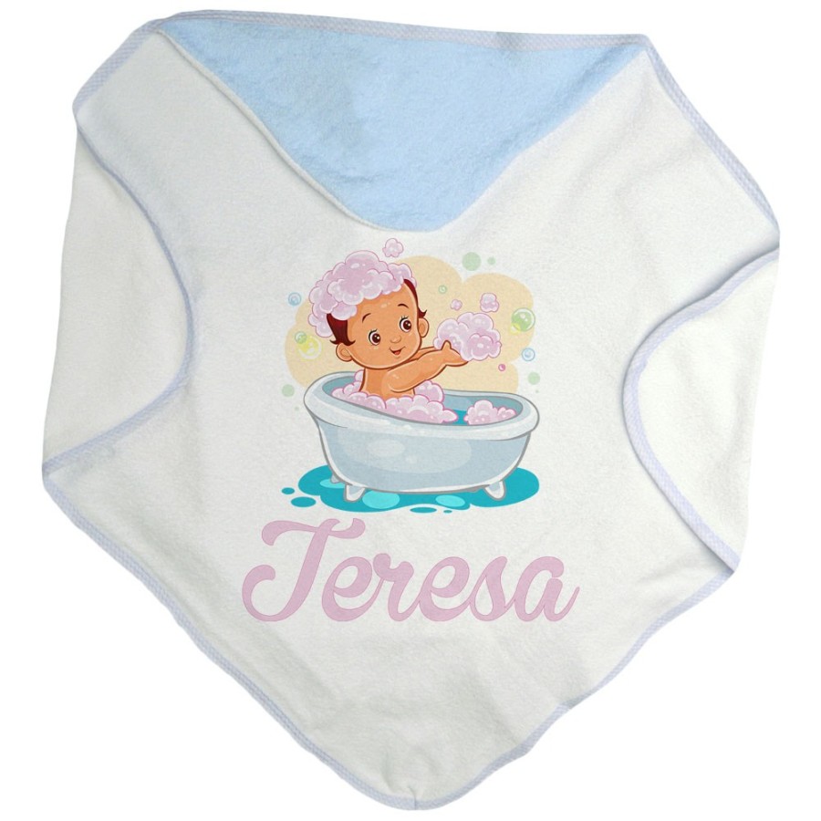 Accappatoio neonata personalizzato con nome bimba nella vasca Divertenti