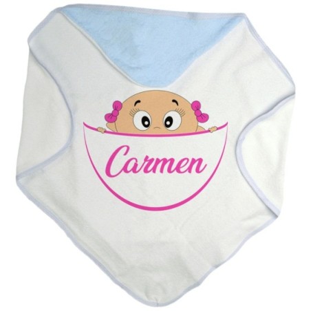 Accappatoio neonato personalizzato con nome bimbo che esce dalla tasca Divertenti