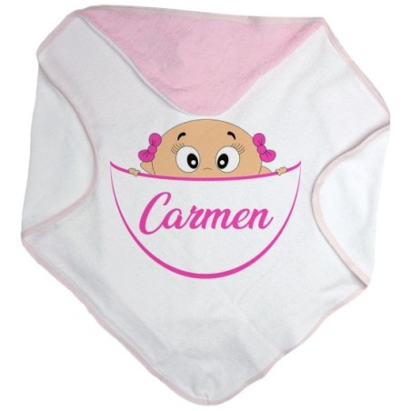 Accappatoio neonato personalizzato con nome bimbo che esce dalla tasca Divertenti