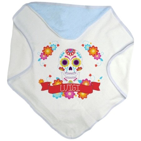 Accappatoio neonato personalizzato con nome flower skull