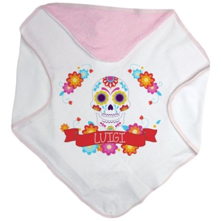Accappatoio neonato personalizzato con nome flower skull Divertenti