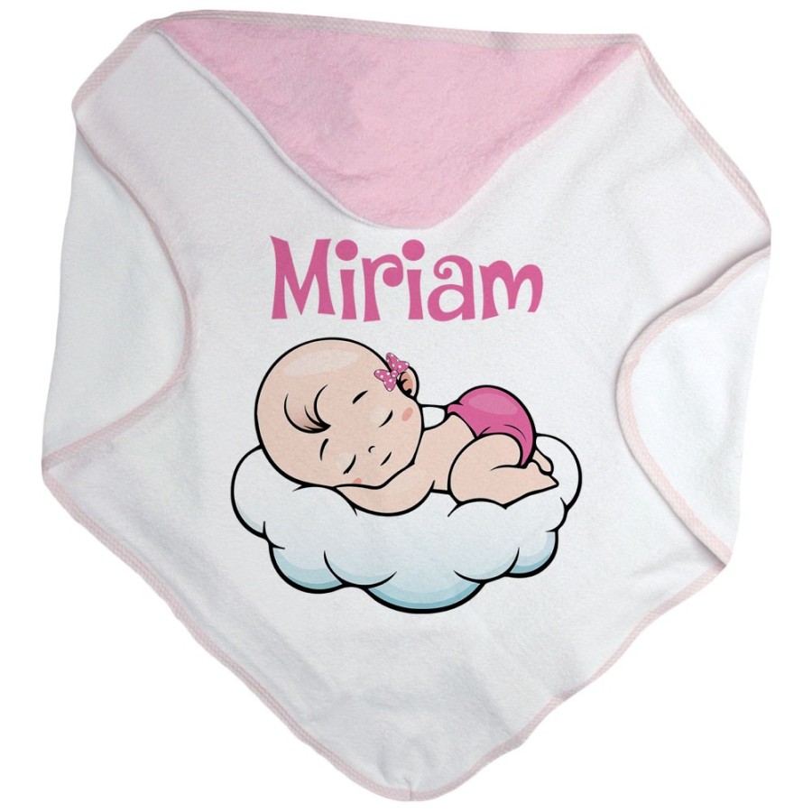 Accappatoio neonato personalizzato con nome bimbo bimba sulla nuvola Divertenti