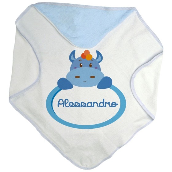 Accappatoio neonato personalizzato con nome ippopotamo Divertenti