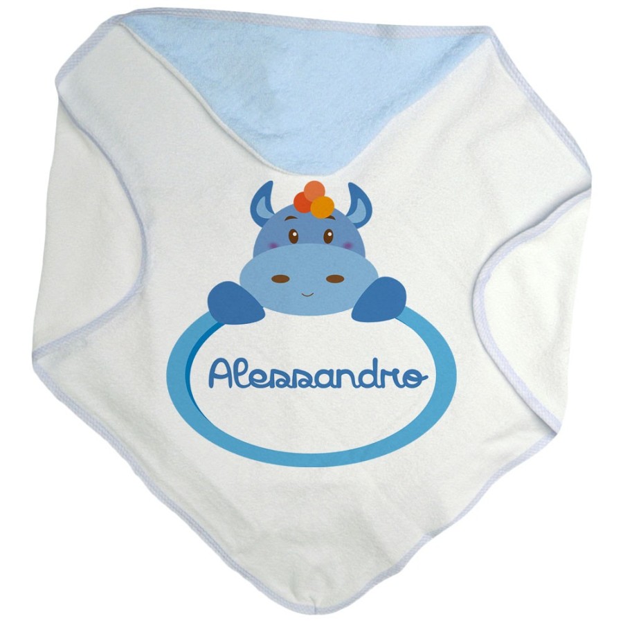 Accappatoio neonato personalizzato con nome ippopotamo Divertenti