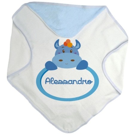 Accappatoio neonato personalizzato con nome ippopotamo
